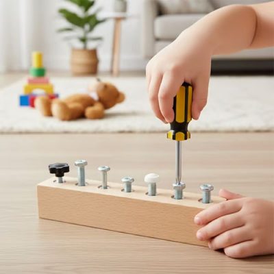 Ξύλινος πίνακας εκμάθησης με βίδες | MINIMOJSTER